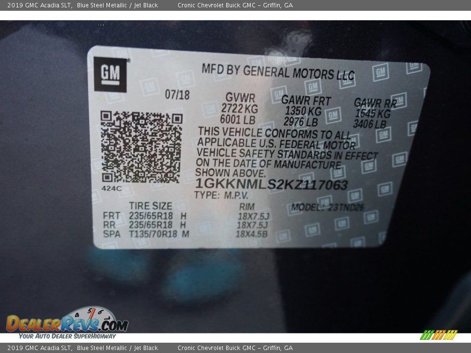 2019 GMC Acadia SLT Blue Steel Metallic / Jet Black Photo #16