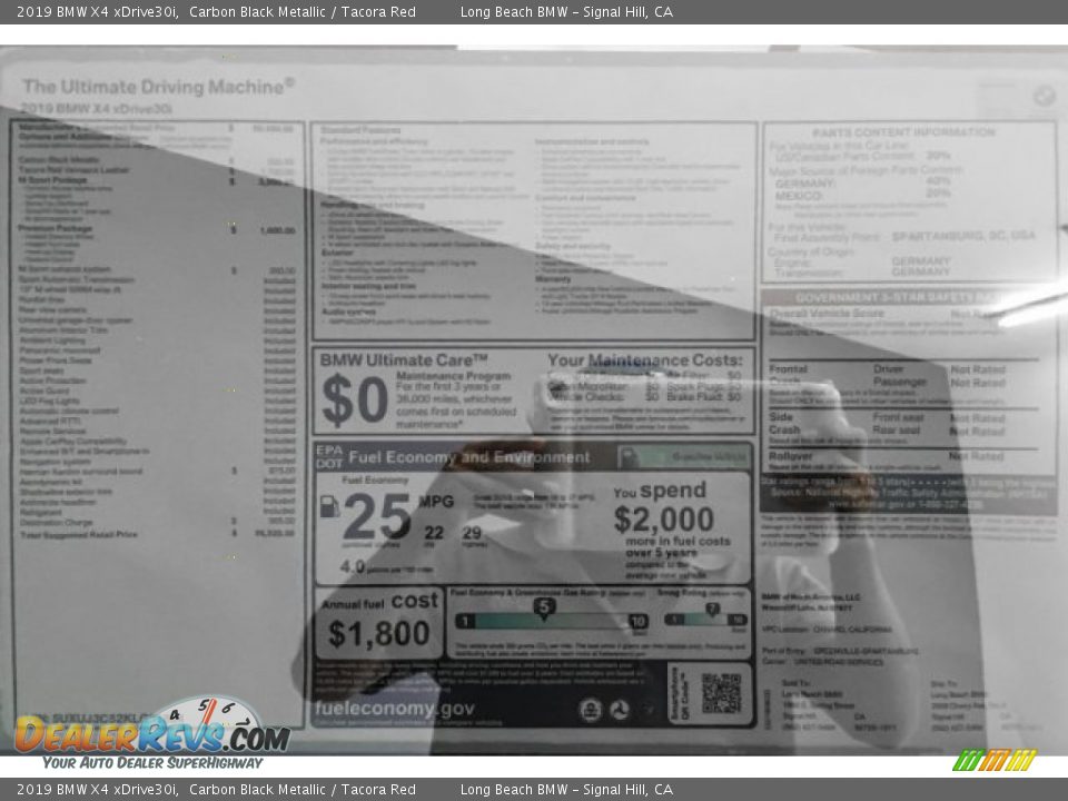 2019 BMW X4 xDrive30i Carbon Black Metallic / Tacora Red Photo #10