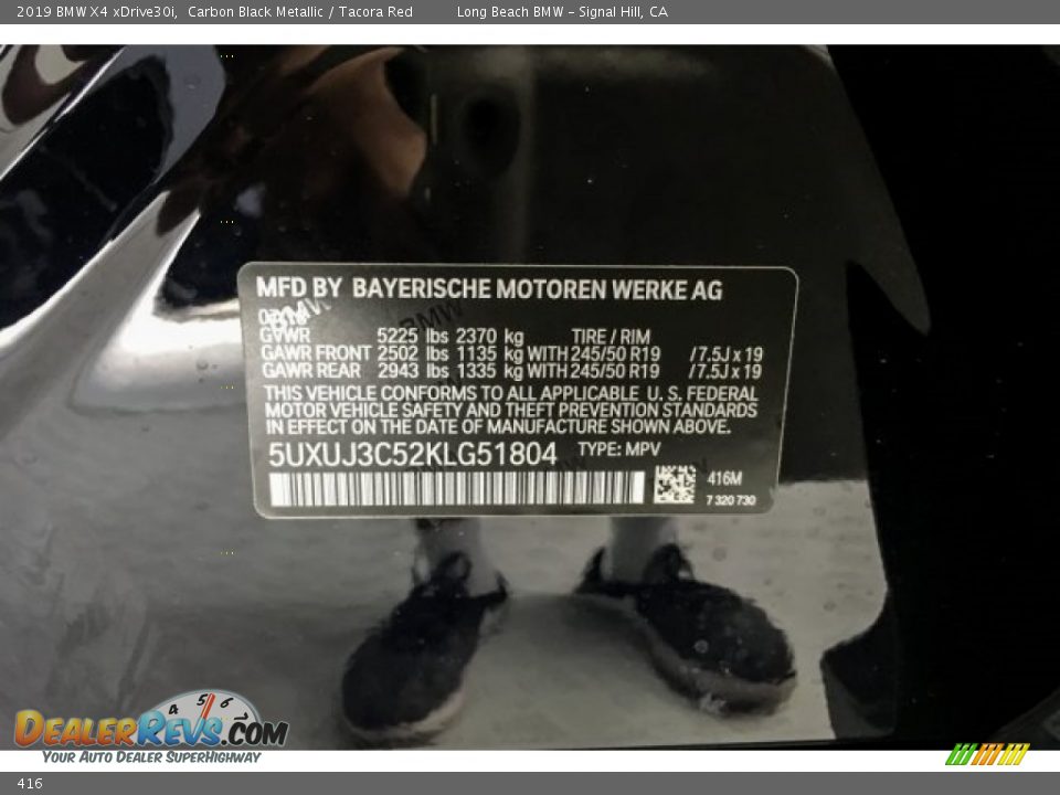 BMW Color Code 416 Carbon Black Metallic