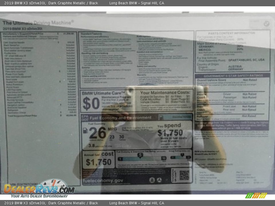 2019 BMW X3 sDrive30i Dark Graphite Metallic / Black Photo #10