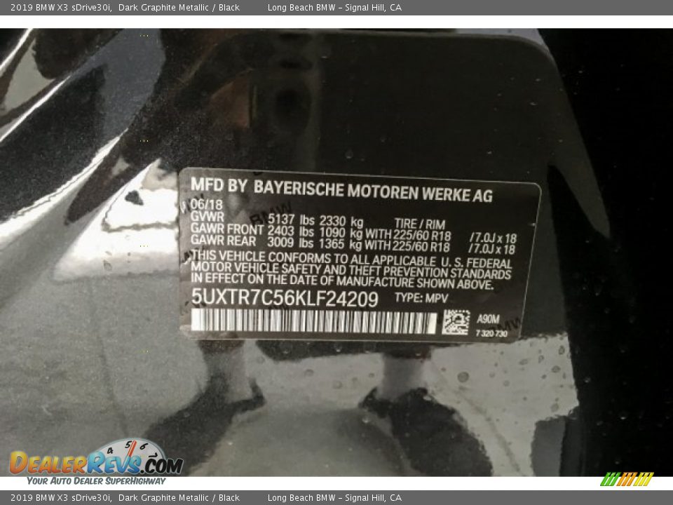 2019 BMW X3 sDrive30i Dark Graphite Metallic / Black Photo #11