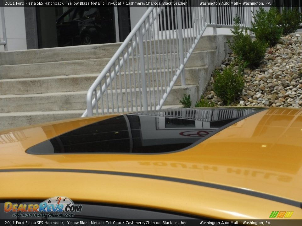 2011 Ford Fiesta SES Hatchback Yellow Blaze Metallic Tri-Coat / Cashmere/Charcoal Black Leather Photo #4