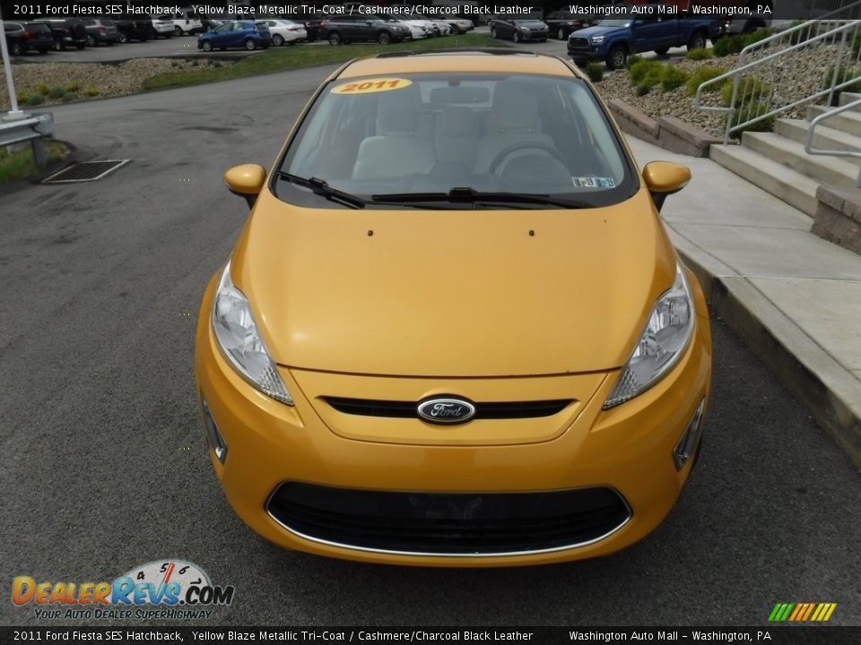 2011 Ford Fiesta SES Hatchback Yellow Blaze Metallic Tri-Coat / Cashmere/Charcoal Black Leather Photo #5