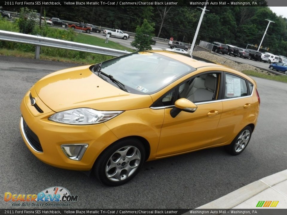2011 Ford Fiesta SES Hatchback Yellow Blaze Metallic Tri-Coat / Cashmere/Charcoal Black Leather Photo #6