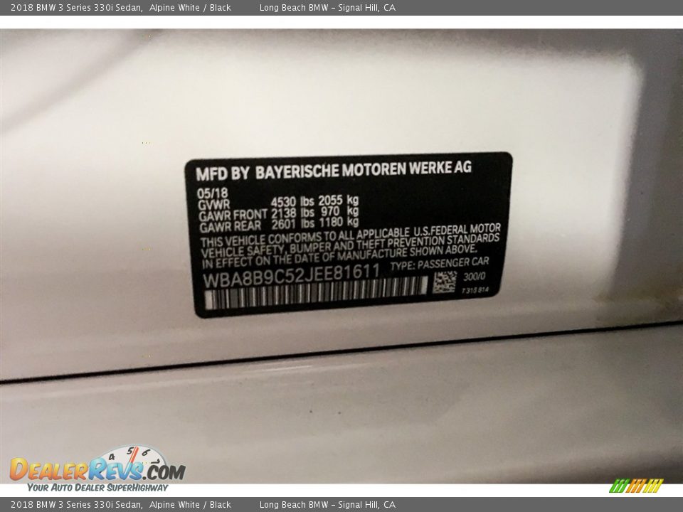 2018 BMW 3 Series 330i Sedan Alpine White / Black Photo #11