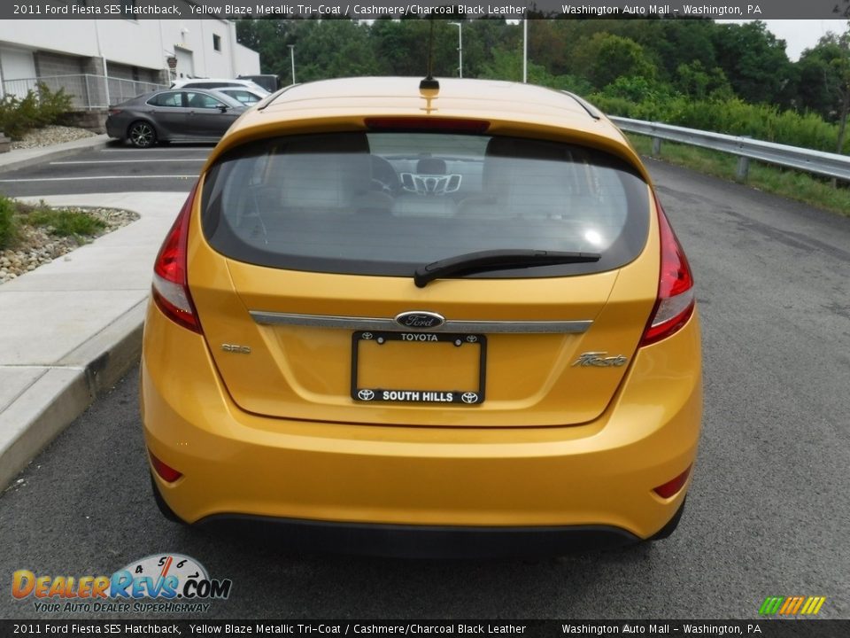 2011 Ford Fiesta SES Hatchback Yellow Blaze Metallic Tri-Coat / Cashmere/Charcoal Black Leather Photo #9
