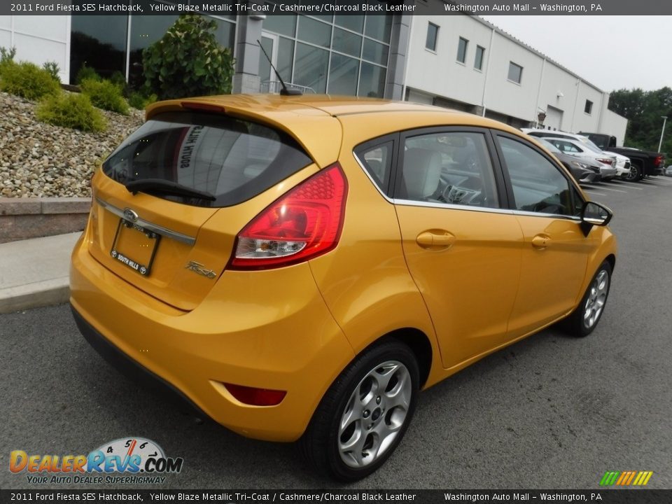 2011 Ford Fiesta SES Hatchback Yellow Blaze Metallic Tri-Coat / Cashmere/Charcoal Black Leather Photo #11