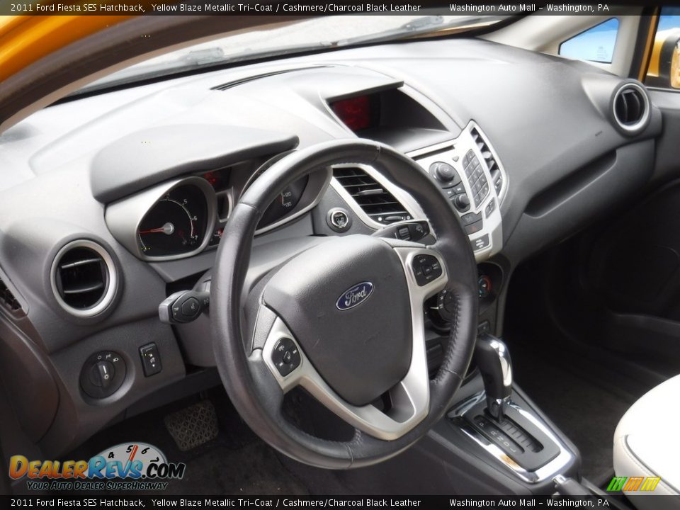2011 Ford Fiesta SES Hatchback Yellow Blaze Metallic Tri-Coat / Cashmere/Charcoal Black Leather Photo #13