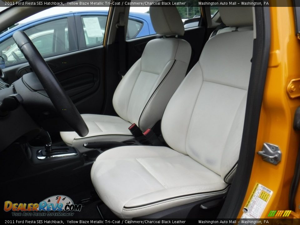 2011 Ford Fiesta SES Hatchback Yellow Blaze Metallic Tri-Coat / Cashmere/Charcoal Black Leather Photo #14