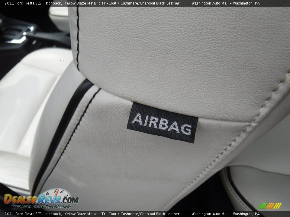 2011 Ford Fiesta SES Hatchback Yellow Blaze Metallic Tri-Coat / Cashmere/Charcoal Black Leather Photo #15