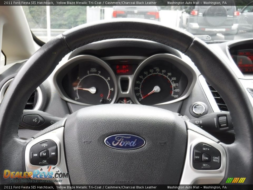 2011 Ford Fiesta SES Hatchback Yellow Blaze Metallic Tri-Coat / Cashmere/Charcoal Black Leather Photo #22
