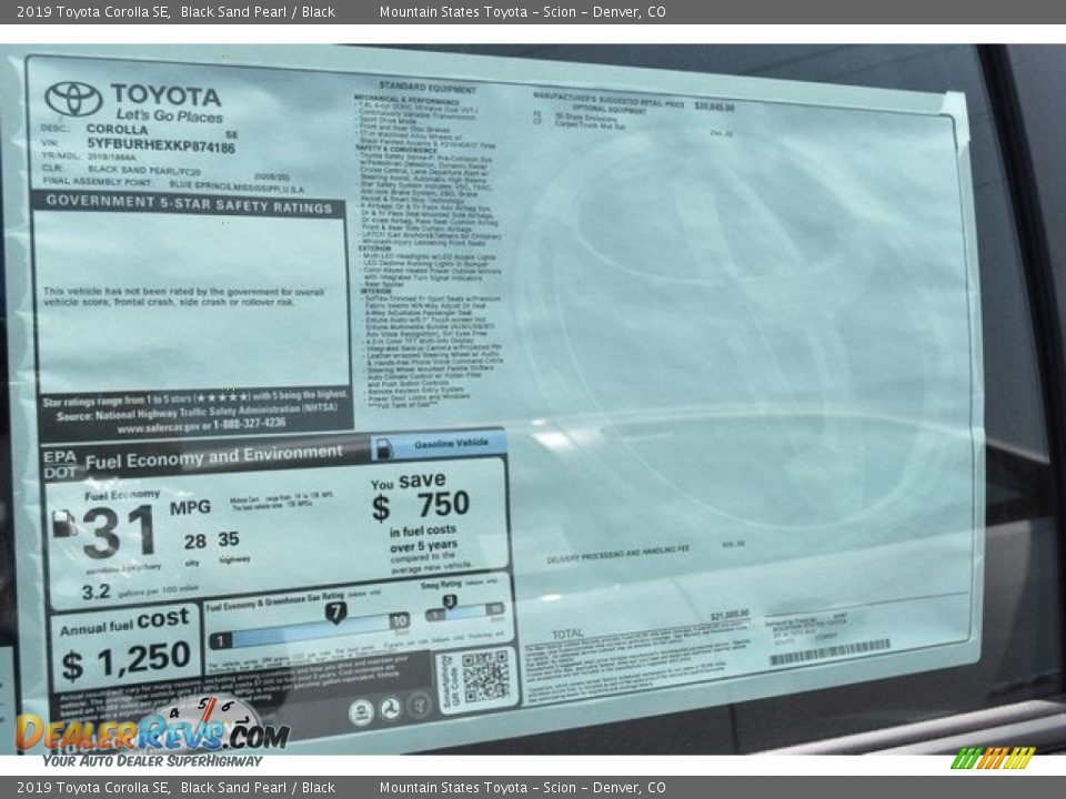 2019 Toyota Corolla SE Black Sand Pearl / Black Photo #36
