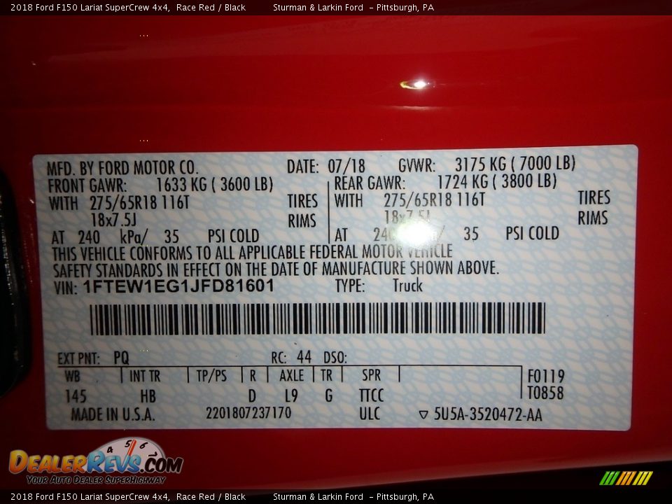 2018 Ford F150 Lariat SuperCrew 4x4 Race Red / Black Photo #10