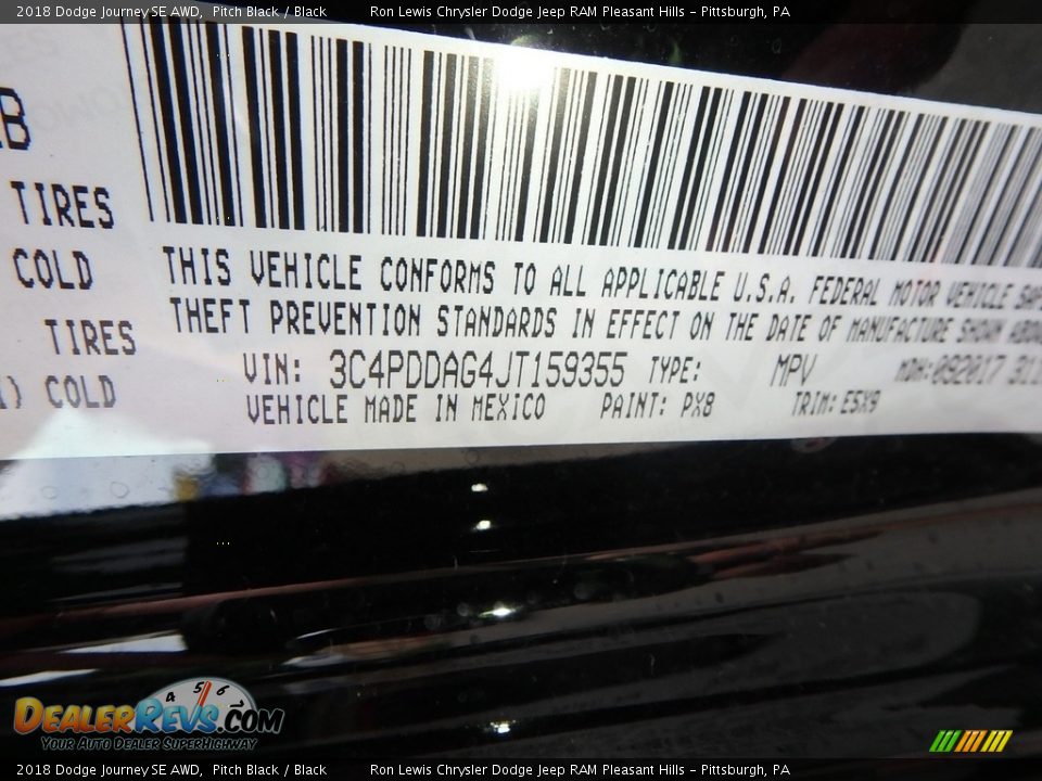 2018 Dodge Journey SE AWD Pitch Black / Black Photo #14
