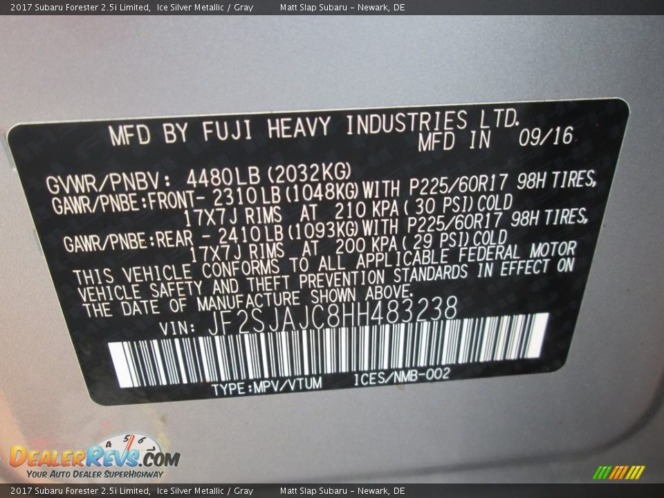 2017 Subaru Forester 2.5i Limited Ice Silver Metallic / Gray Photo #30