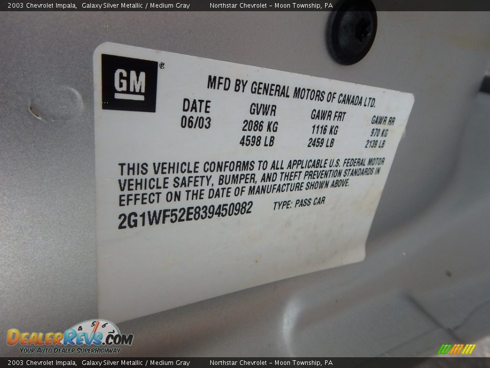 2003 Chevrolet Impala Galaxy Silver Metallic / Medium Gray Photo #14