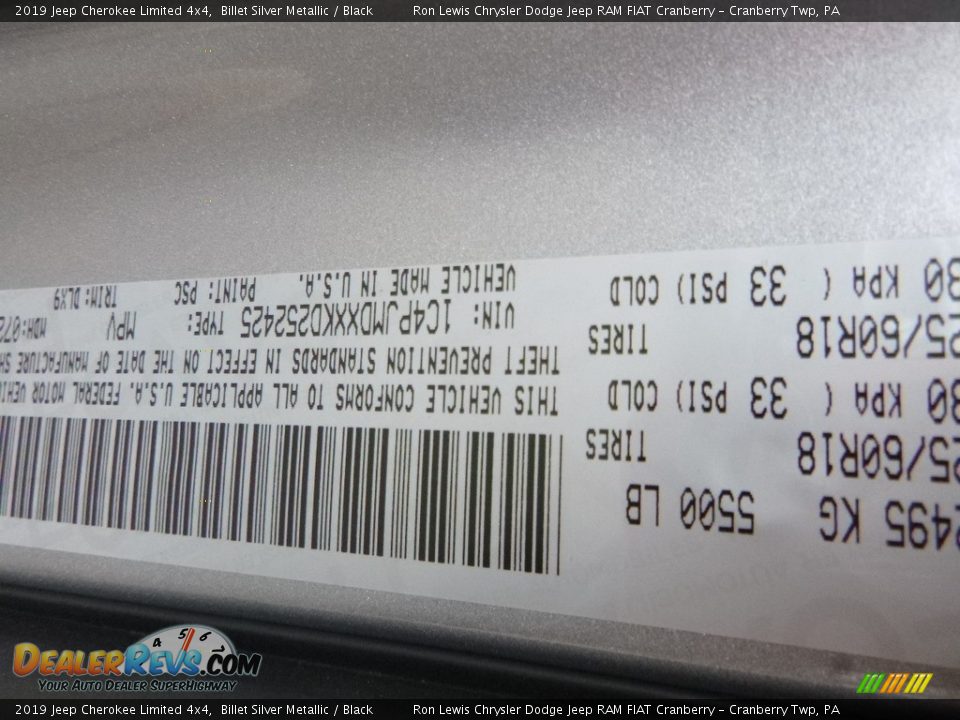 2019 Jeep Cherokee Limited 4x4 Billet Silver Metallic / Black Photo #12