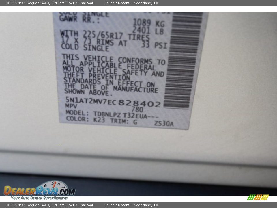 2014 Nissan Rogue S AWD Brilliant Silver / Charcoal Photo #33