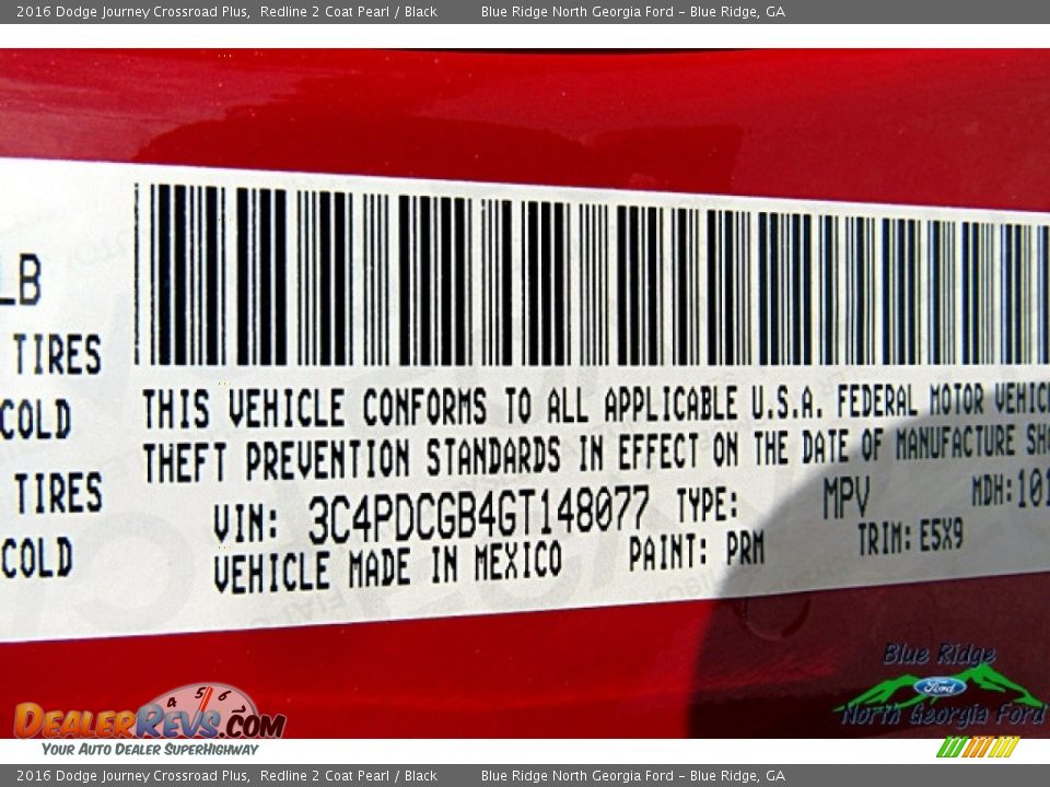 2016 Dodge Journey Crossroad Plus Redline 2 Coat Pearl / Black Photo #24