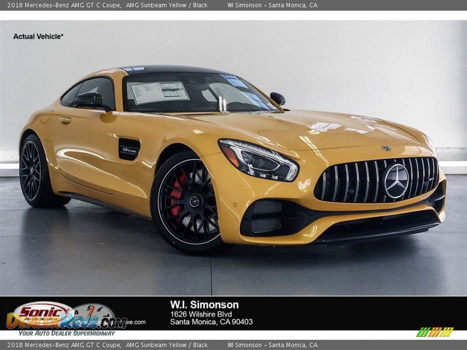 2018 Mercedes-Benz AMG GT C Coupe AMG Sunbeam Yellow / Black Photo #1