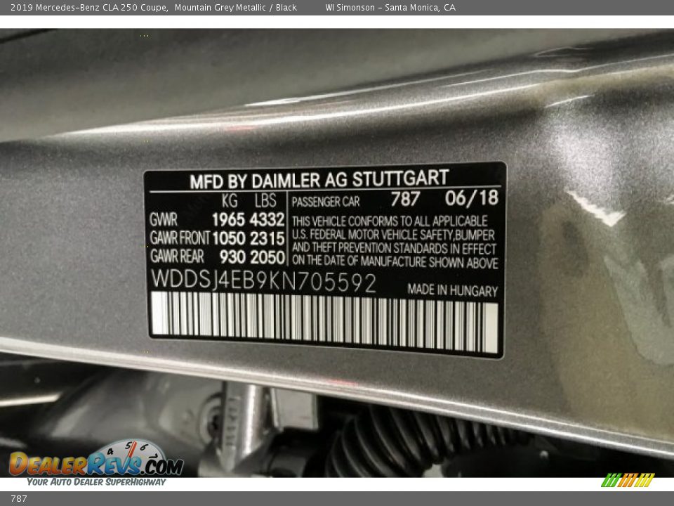 Mercedes-Benz Color Code 787 Mountain Grey Metallic