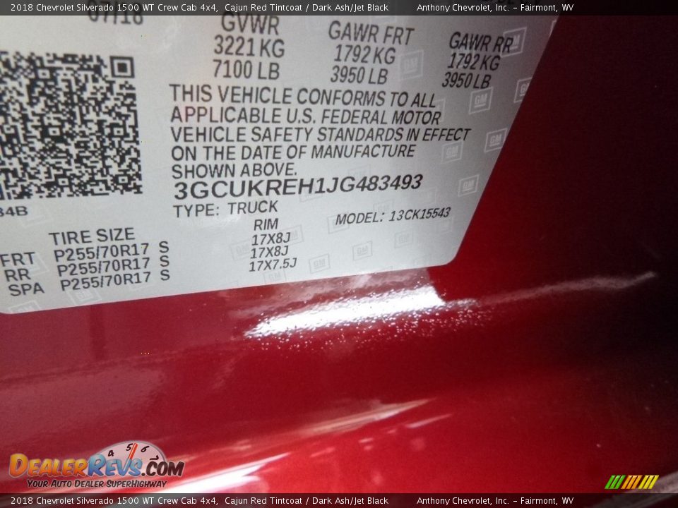 2018 Chevrolet Silverado 1500 WT Crew Cab 4x4 Cajun Red Tintcoat / Dark Ash/Jet Black Photo #14