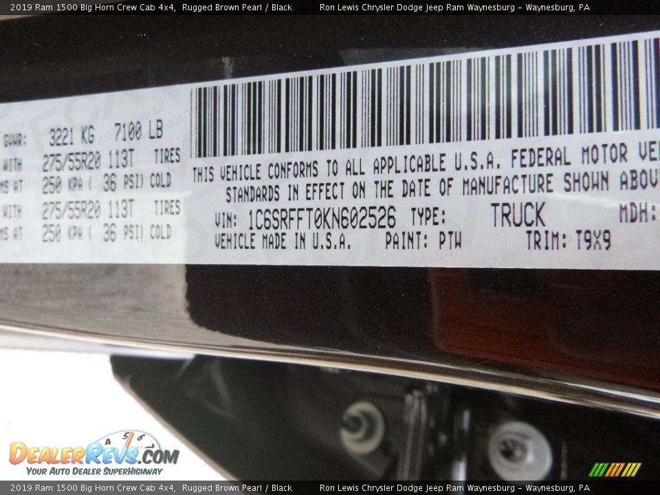 2019 Ram 1500 Big Horn Crew Cab 4x4 Rugged Brown Pearl / Black Photo #16