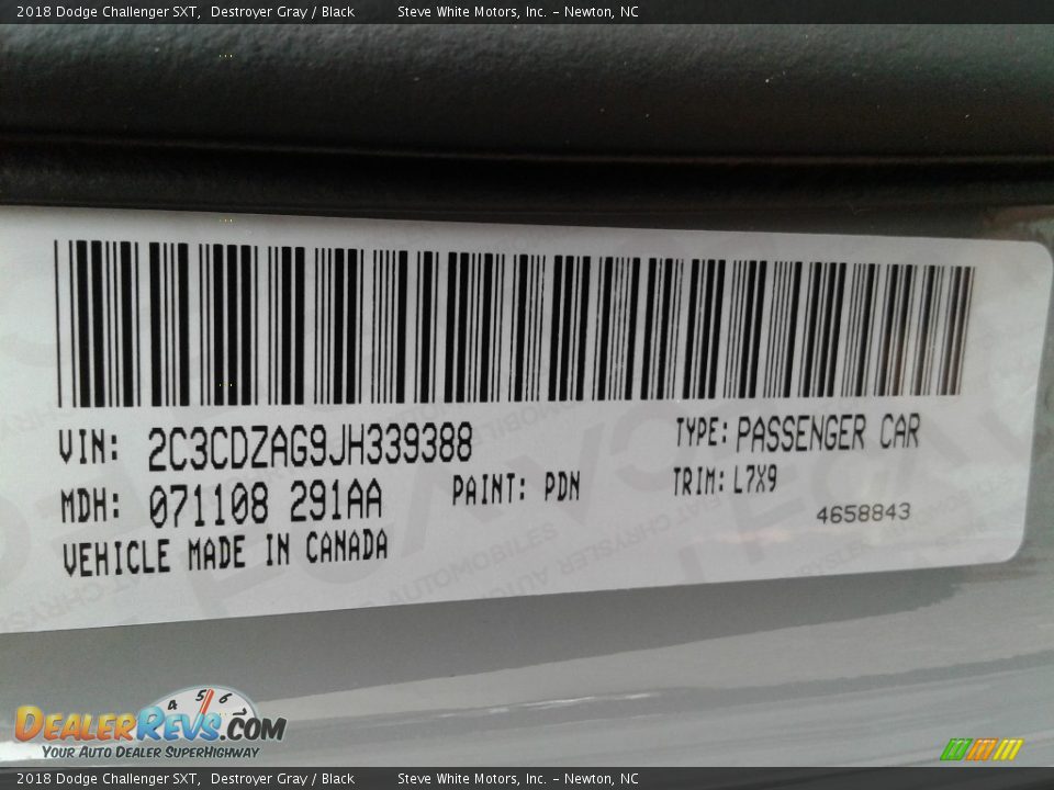 2018 Dodge Challenger SXT Destroyer Gray / Black Photo #28