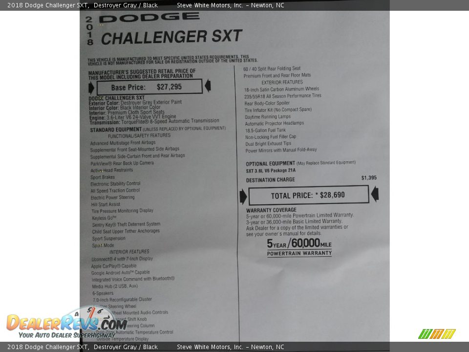 2018 Dodge Challenger SXT Destroyer Gray / Black Photo #29