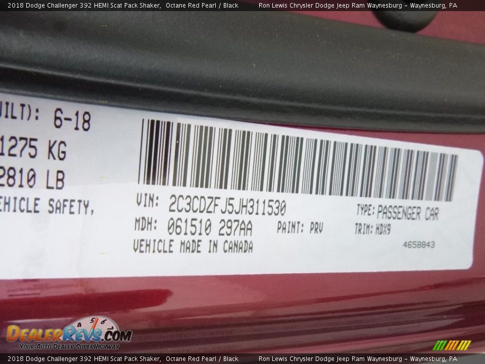 2018 Dodge Challenger 392 HEMI Scat Pack Shaker Octane Red Pearl / Black Photo #15