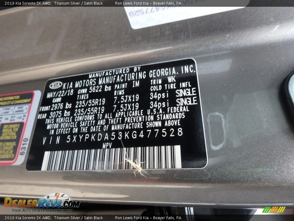 2019 Kia Sorento SX AWD Titanium Silver / Satin Black Photo #15