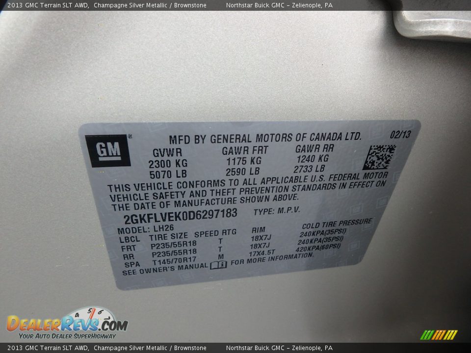 2013 GMC Terrain SLT AWD Champagne Silver Metallic / Brownstone Photo #22