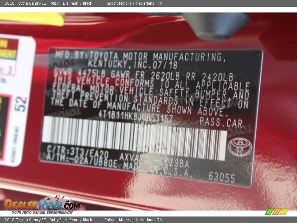 2018 Toyota Camry SE Ruby Flare Pearl / Black Photo #34