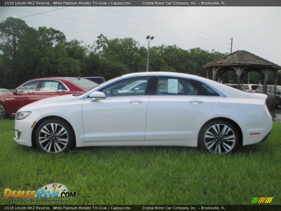 2018 Lincoln MKZ Reserve White Platinum Metallic Tri-Coat / Cappuccino Photo #3