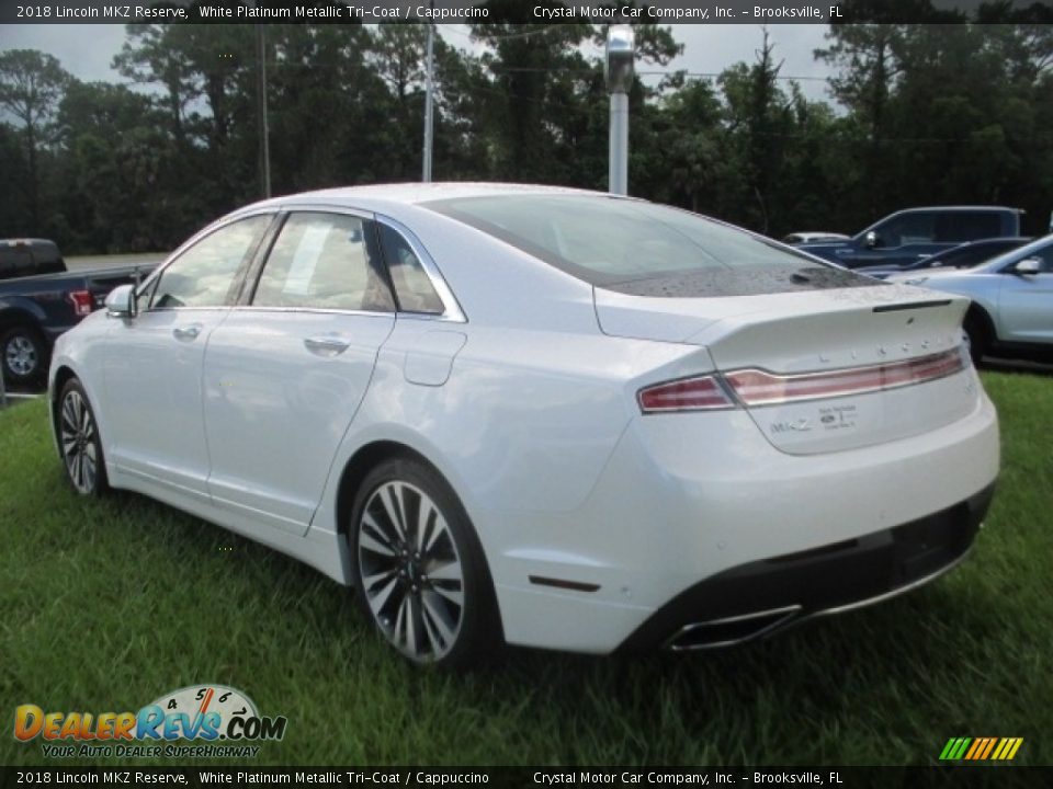 2018 Lincoln MKZ Reserve White Platinum Metallic Tri-Coat / Cappuccino Photo #4