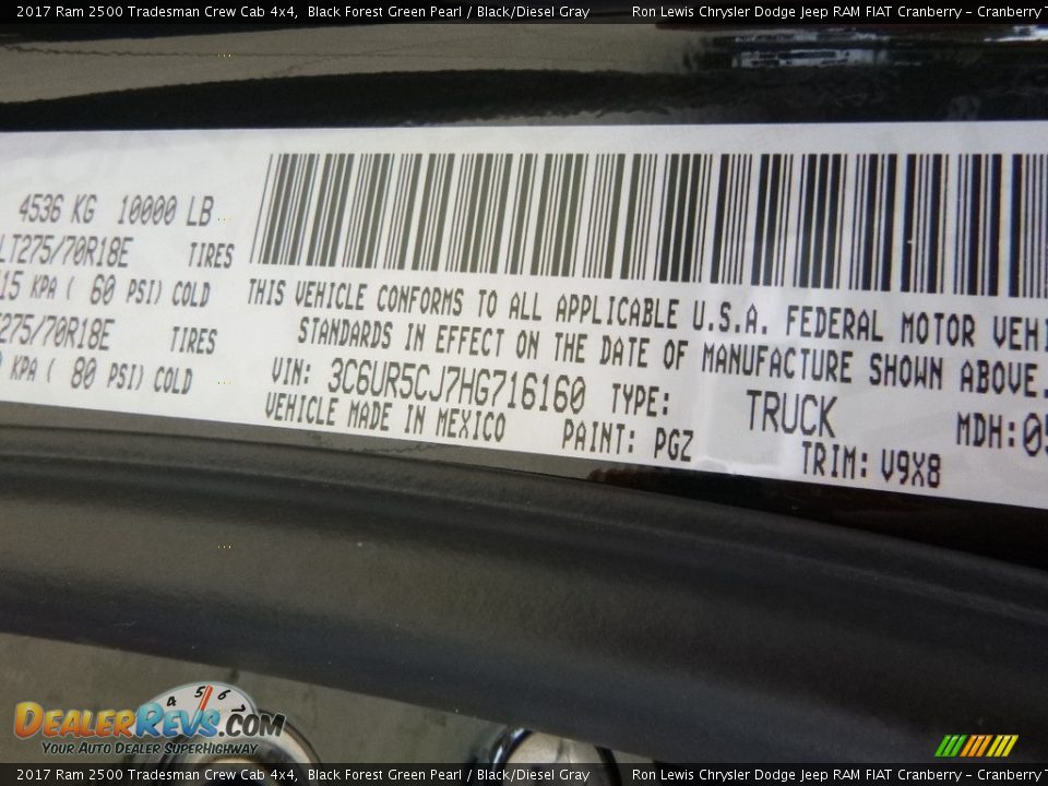 2017 Ram 2500 Tradesman Crew Cab 4x4 Black Forest Green Pearl / Black/Diesel Gray Photo #15
