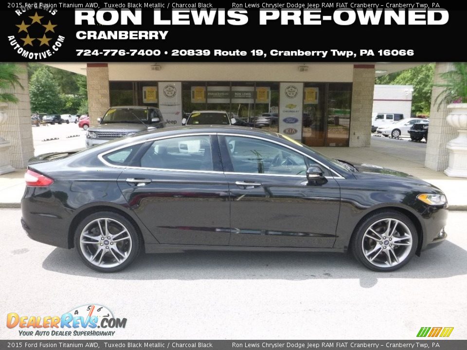 2015 Ford Fusion Titanium AWD Tuxedo Black Metallic / Charcoal Black Photo #1