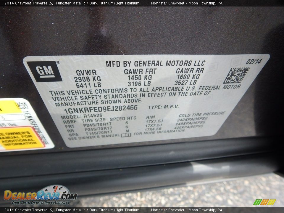 2014 Chevrolet Traverse LS Tungsten Metallic / Dark Titanium/Light Titanium Photo #28