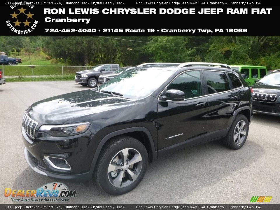 2019 Jeep Cherokee Limited 4x4 Diamond Black Crystal Pearl / Black Photo #1