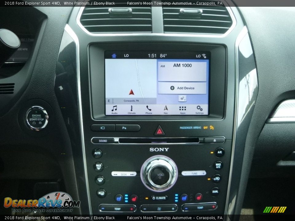 2018 Ford Explorer Sport 4WD White Platinum / Ebony Black Photo #14