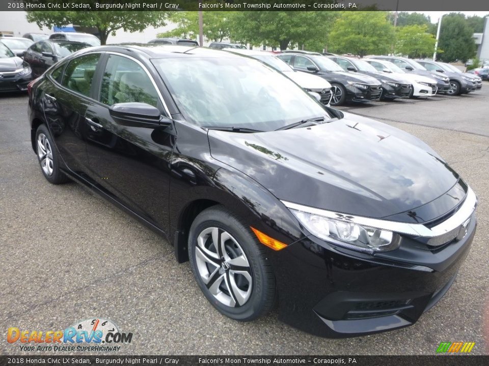 2018 Honda Civic LX Sedan Burgundy Night Pearl / Gray Photo #6