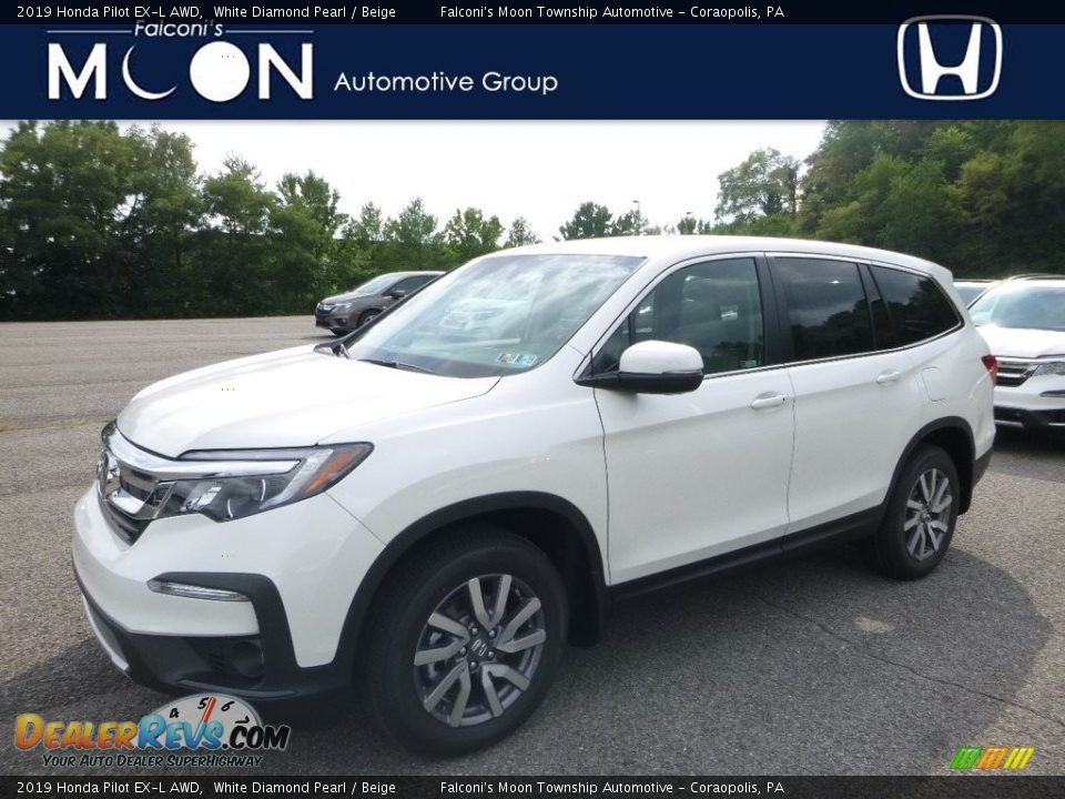 2019 Honda Pilot EX-L AWD White Diamond Pearl / Beige Photo #1