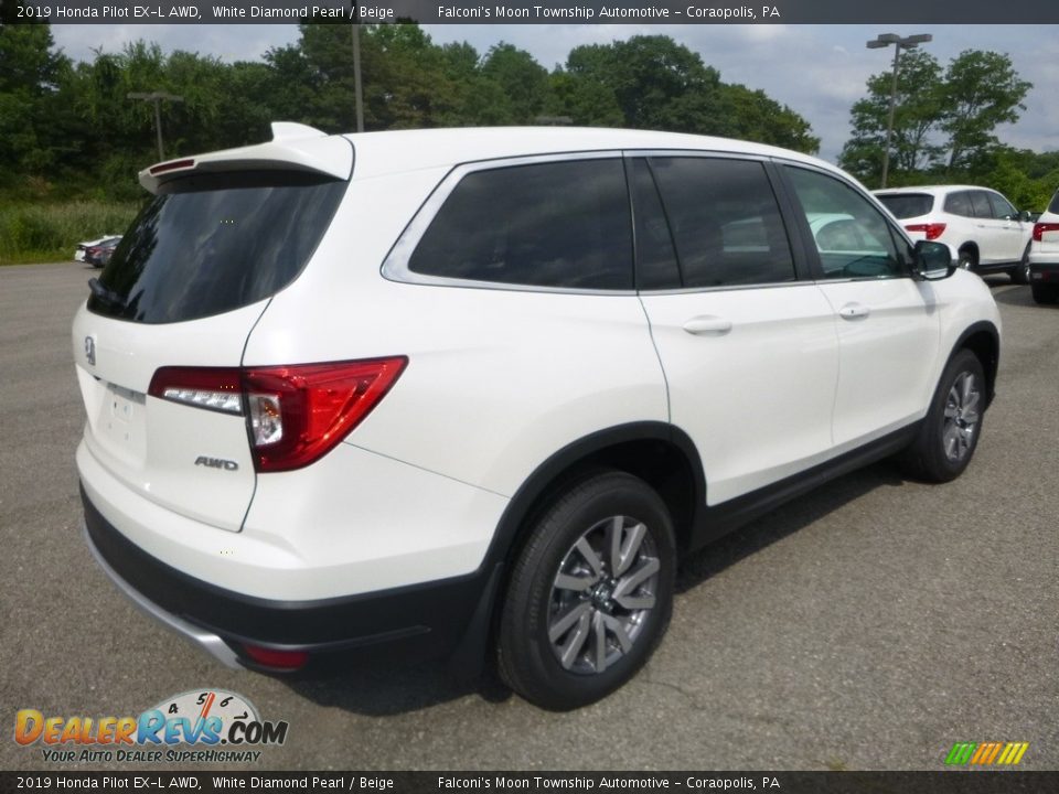 2019 Honda Pilot EX-L AWD White Diamond Pearl / Beige Photo #4
