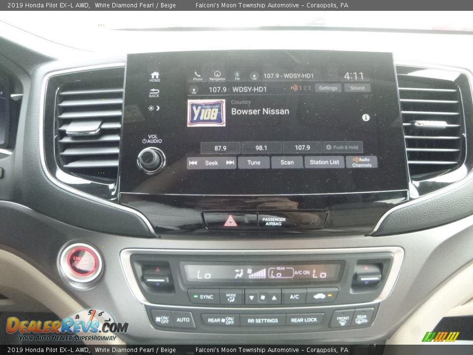 2019 Honda Pilot EX-L AWD White Diamond Pearl / Beige Photo #13