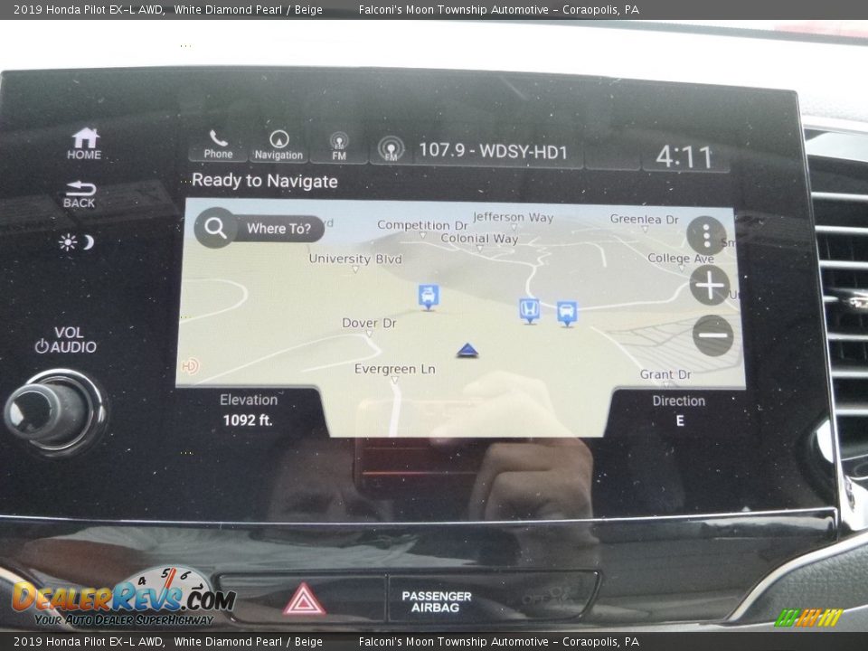 2019 Honda Pilot EX-L AWD White Diamond Pearl / Beige Photo #14