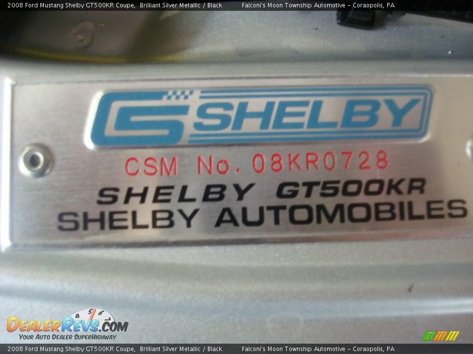 2008 Ford Mustang Shelby GT500KR Coupe Brilliant Silver Metallic / Black Photo #28