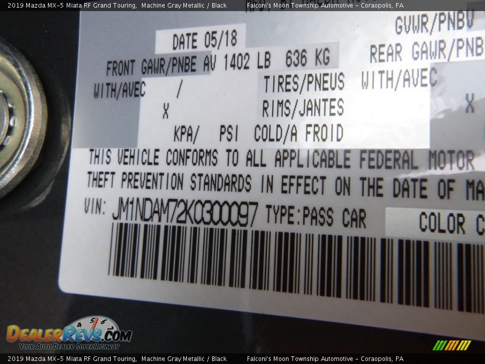 2019 Mazda MX-5 Miata RF Grand Touring Machine Gray Metallic / Black Photo #11