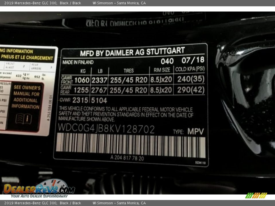 2019 Mercedes-Benz GLC 300 Black / Black Photo #11