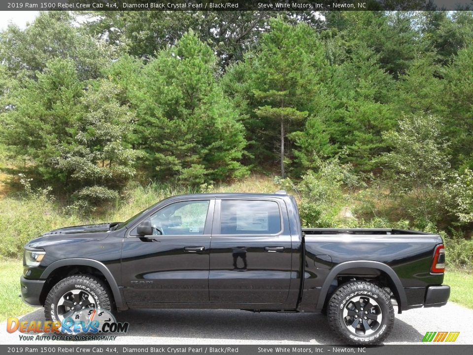 2019 Ram 1500 Rebel Crew Cab 4x4 Diamond Black Crystal Pearl / Black/Red Photo #1
