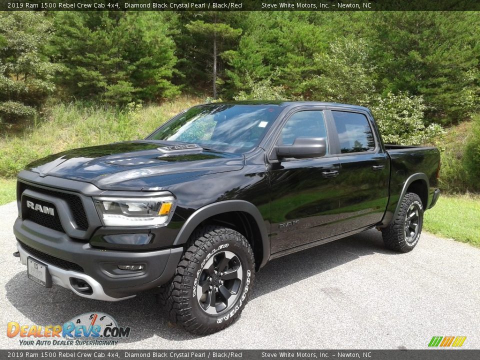 2019 Ram 1500 Rebel Crew Cab 4x4 Diamond Black Crystal Pearl / Black/Red Photo #2